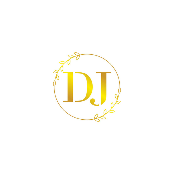 επιστολή DJ αρχικό μονόγραμμα λογότυπο πρότυπο με floral στολίδι - Διάνυσμα, εικόνα