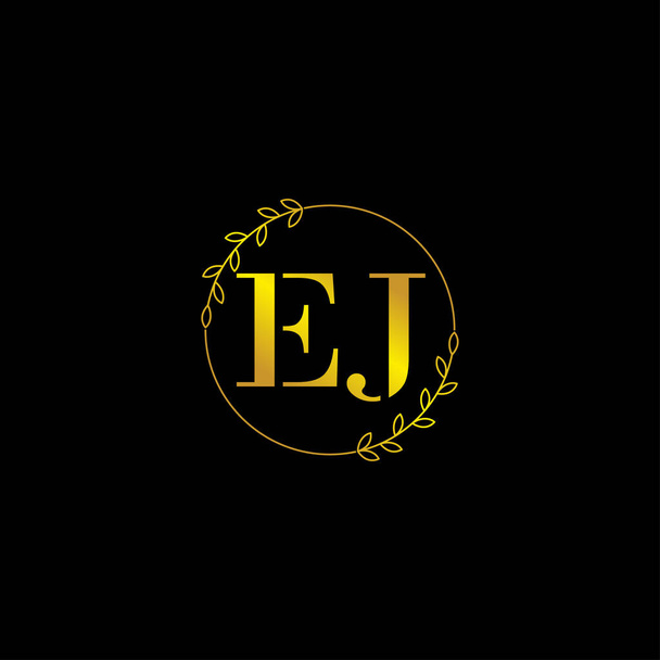 letter EJ initial monogram logo template with floral ornament - Vector, Image