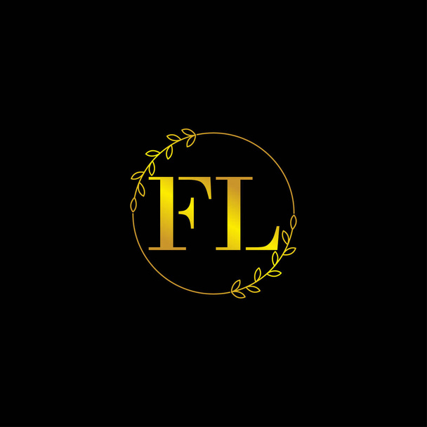 letter FL initial monogram logo template with floral ornament - Vettoriali, immagini