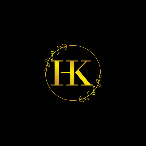 letter HK eerste monogram logo template met bloemen ornament - Vector, afbeelding