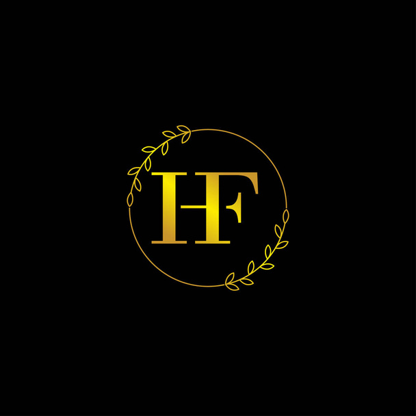 літера HF початковий шаблон логотипу монограми з квітковим орнаментом
 - Вектор, зображення