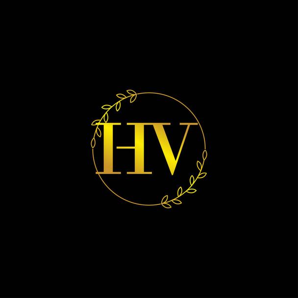 літера HV початковий шаблон логотипу монограми з квітковим орнаментом
 - Вектор, зображення