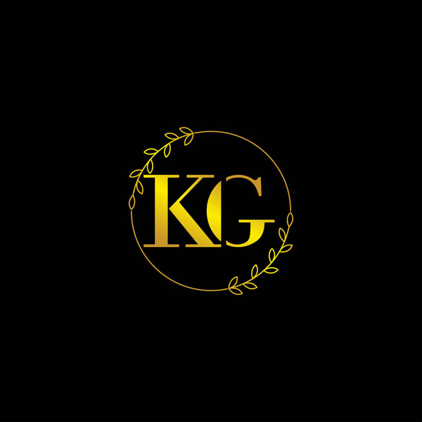 letra KG inicial monograma logotipo plantilla con adorno floral - Vector, Imagen