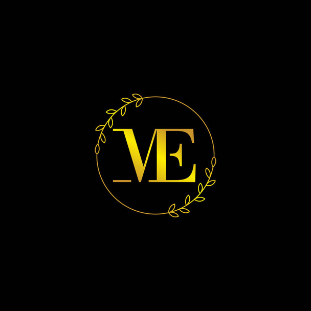 letra ME inicial monograma logotipo plantilla con adorno floral - Vector, Imagen