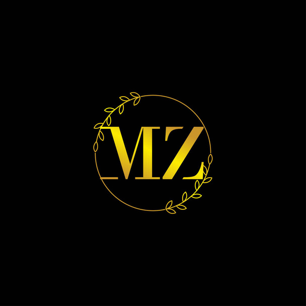 літера MZ початковий шаблон логотипу монограми з квітковим орнаментом
 - Вектор, зображення