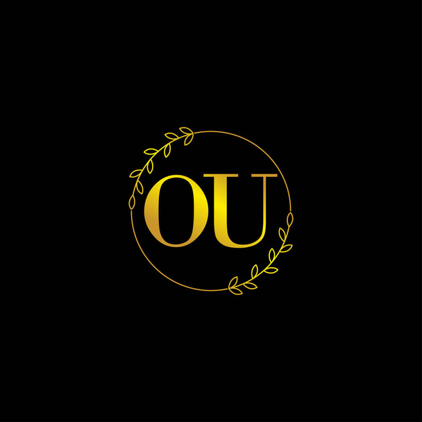 lettre OU initiale modèle de logo monogramme avec ornement floral - Vecteur, image