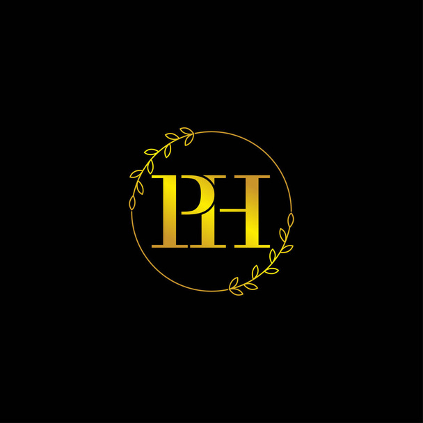 літера PH початковий шаблон логотипу монограми з квітковим орнаментом
 - Вектор, зображення