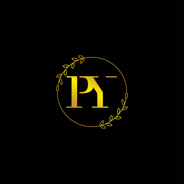 písmeno PY počáteční monogram logo šablona s květinovým ornamentem - Vektor, obrázek