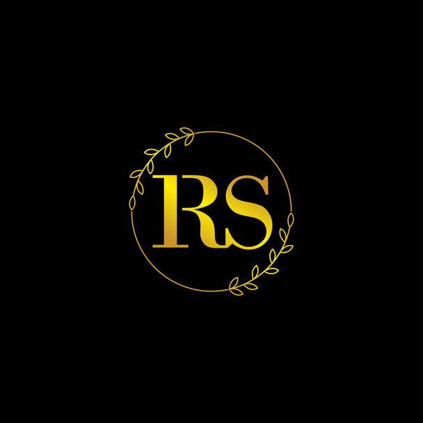 буква RS начальный шаблон логотипа монограммы с цветочным орнаментом - Вектор,изображение