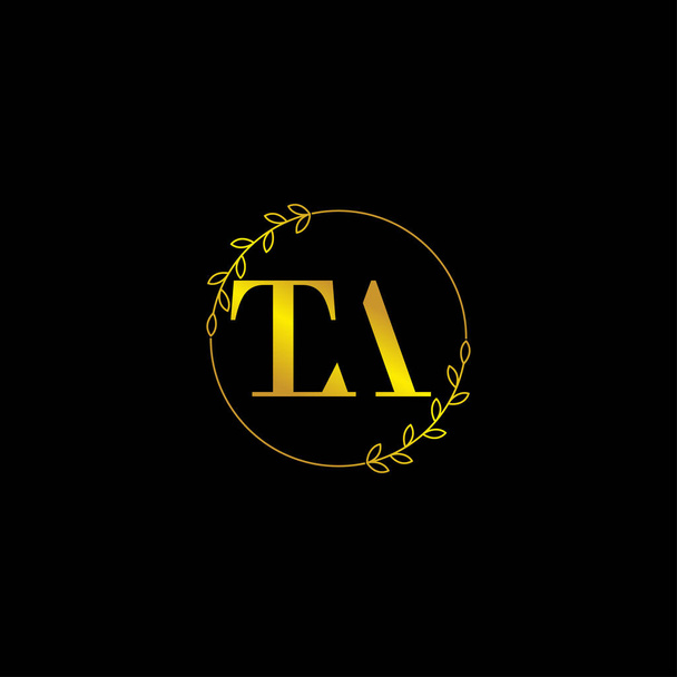 ATA baş monogram logo şablonu çiçek süsüyle - Vektör, Görsel