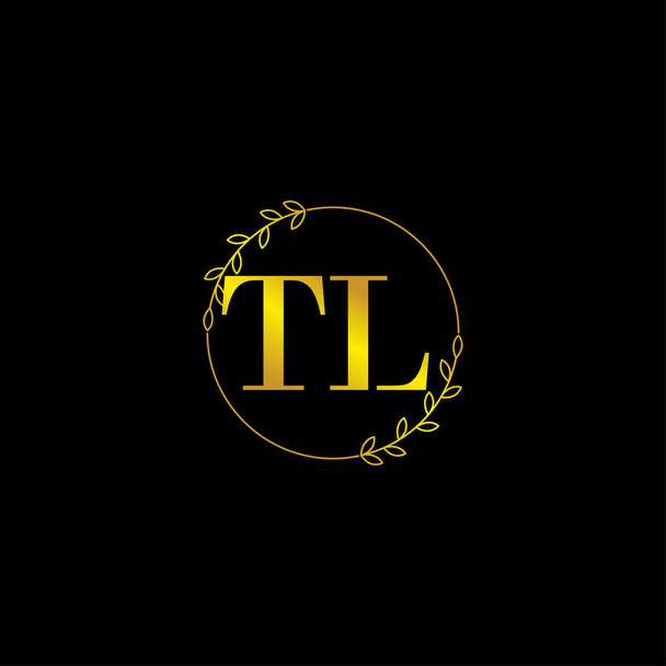 花飾り付き文字TL初期のモノグラムロゴテンプレート - ベクター画像