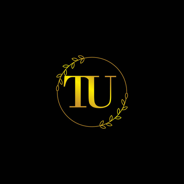 Шаблон логотипа буквы ТУ с цветочным орнаментом - Вектор,изображение