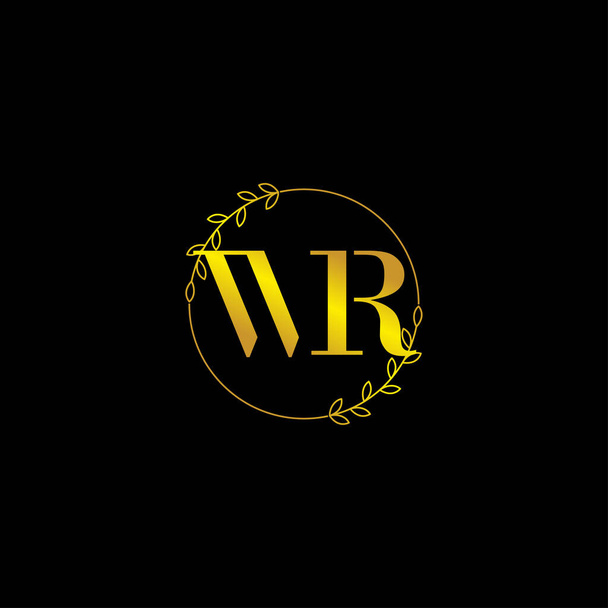 letra WR inicial monograma logotipo plantilla con adorno floral - Vector, Imagen