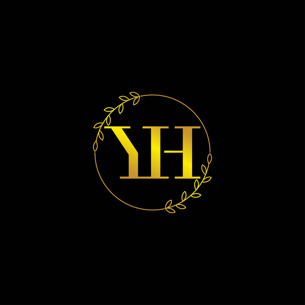 γράμμα YH αρχικό μονόγραμμα πρότυπο λογότυπο με floral στολίδι - Διάνυσμα, εικόνα