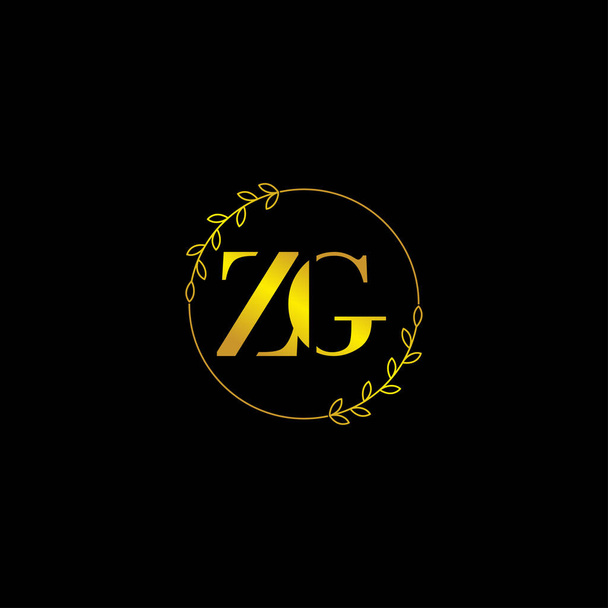ZG harfli ilk monogram logo şablonu çiçek süsüyle - Vektör, Görsel