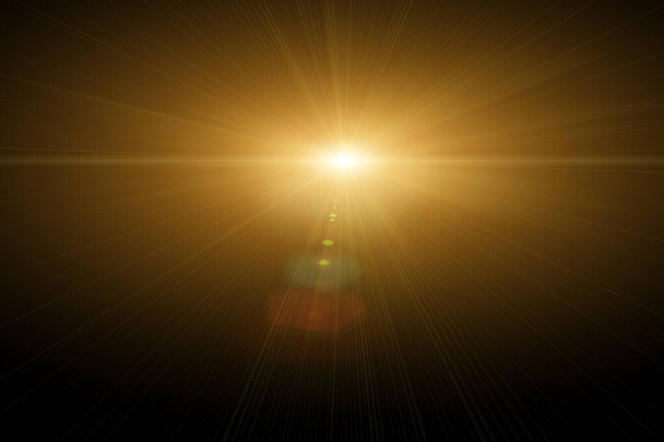 美しい光学レンズフレア効果黄金の太陽の光 - 写真・画像