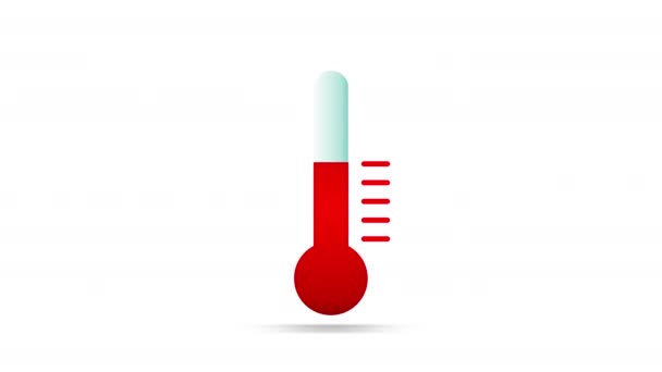 低温から高温までの温度計を閉じます,コロナウイルス警告サインやシンボルアニメーション,白い背景に隔離された. - 映像、動画