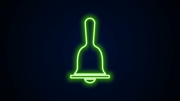 Luminoso neon linea Hotel icona campana di servizio isolato su sfondo nero. Il campanello. Animazione grafica 4K Video motion - Filmati, video