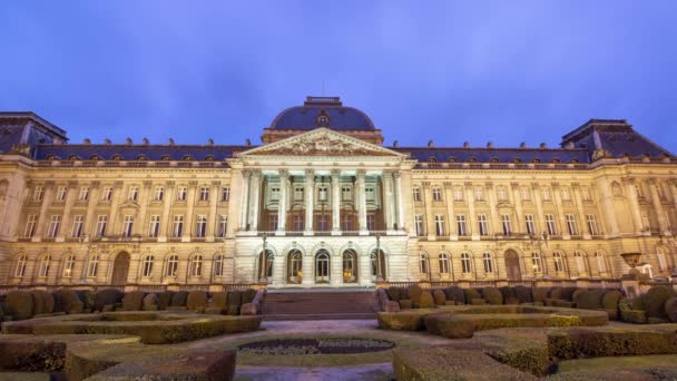 time lapse of night view Royal Palace of Brussels (Palais Royal de Bruxelles - official palace of King and Queen of Belgians in centre of nation's capital Brussels, Belgium - Footage, Video
