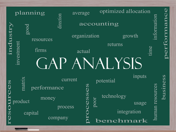 Gap analízis szó felhő fogalmát a táblára - Fotó, kép