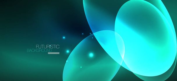 Neon ellipses abstract backgrounds. Shiny bright round shapes glowing in the dark. Vector futuristic illustrations for covers, banners, flyers and posters and other - Vector, Image