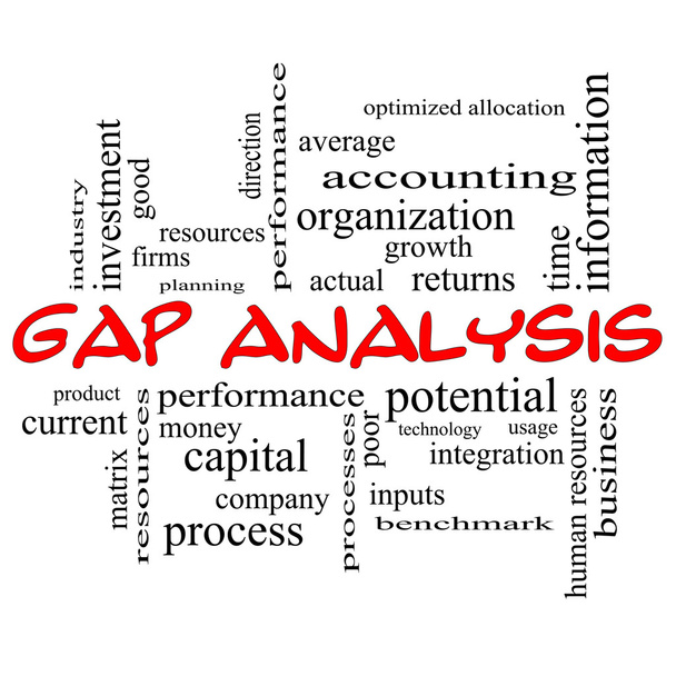 Gap analízis szó felhő fogalmát a piros paprika - Fotó, kép