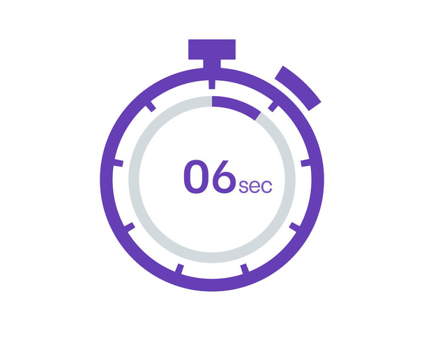 Timer 6 sec icon, 6 sec digital timer. Uhr und Uhr, Timer, Countdown - Vektor, Bild