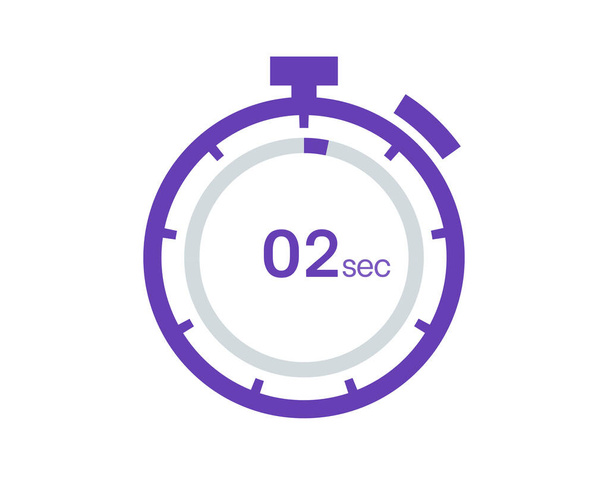 Timer 2 sec ícone, 2 segundos temporizador digital. Relógio e relógio, cronômetro, contagem regressiva - Vetor, Imagem