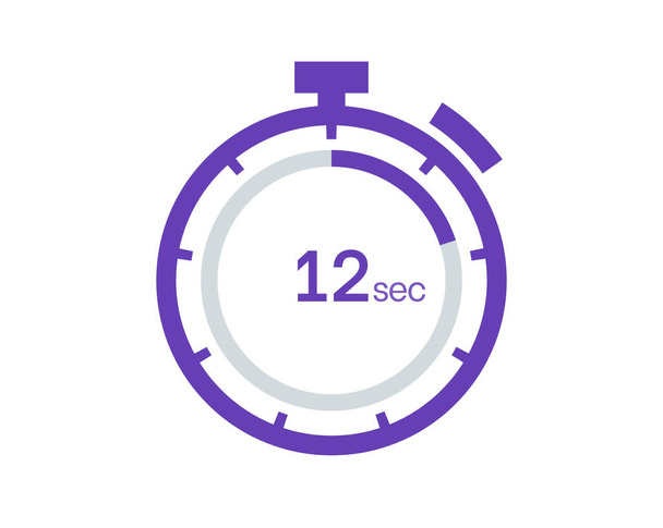 Timer 12 sec icoon, 12 seconden digitale timer. Klok en horloge, timer, aftellen - Vector, afbeelding