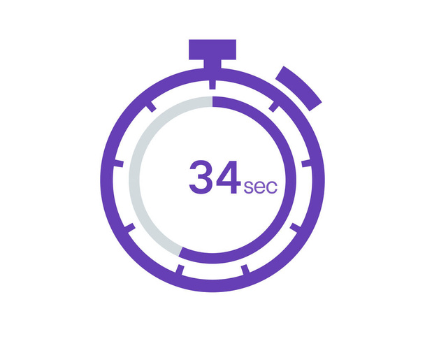 Timer 34 sec icon, 34 seconds digital timer. Clock and watch, timer, countdown - Vector, Image
