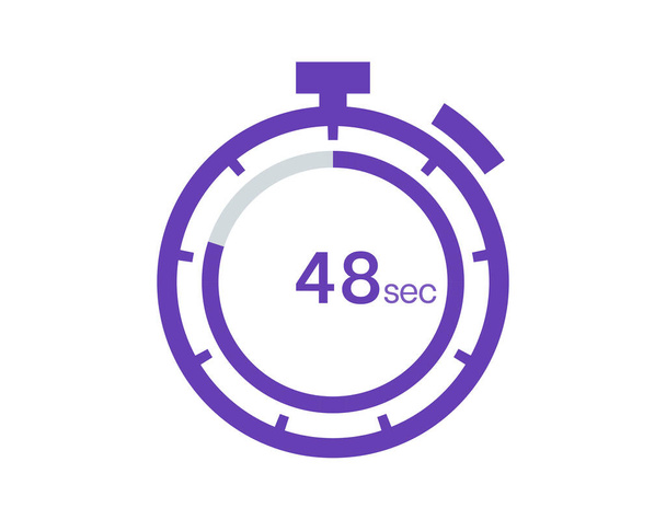 Timer 48 sec ícone, 48 segundos temporizador digital. Relógio e relógio, cronômetro, contagem regressiva - Vetor, Imagem