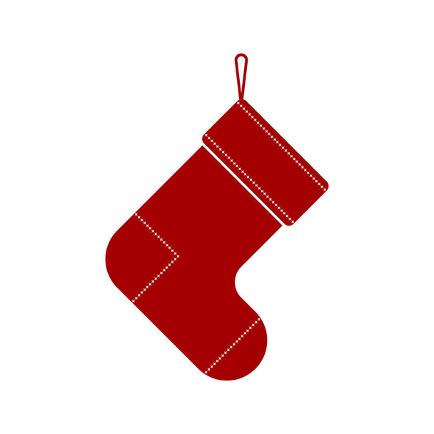 Χριστουγεννιάτικη κάλτσα. Χριστούγεννα κάλτσα κόκκινο εικονίδιο απομονώνονται σε λευκό φόντο. Εικονογράφηση διανύσματος - Διάνυσμα, εικόνα