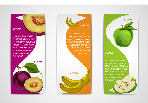 Mixed organic fruits banners collection - Vector, Image