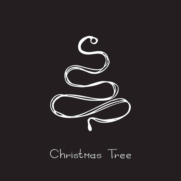 Käsin piirretty joulukuusi kuvake musta liitutaulu tausta. Xmas puu doodle luonnos kuvake, uusi vuosi raapustaa kuusen symboli, merkki, siluetti eristetty. Käsikäyttöinen vektorijäljitelmä - Vektori, kuva