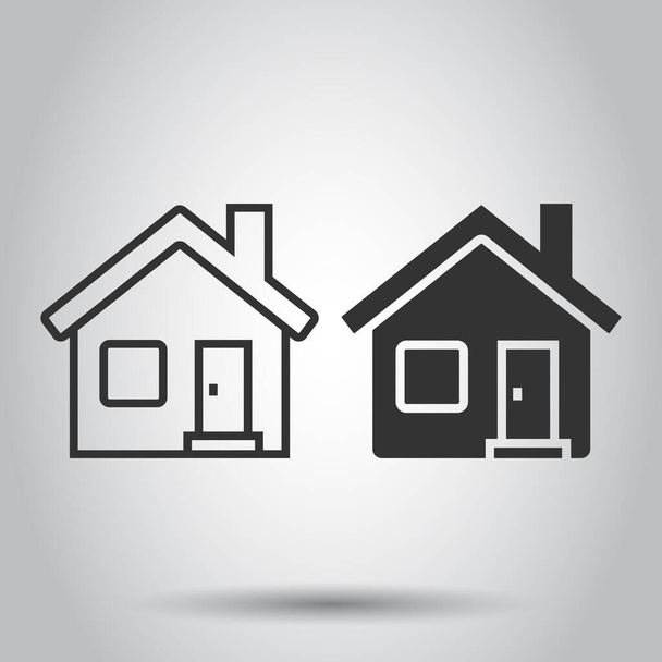 Building icon in flat style. Home vector illustration on white isolated background. House business concept. - ベクター画像