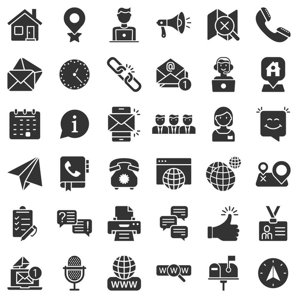 Contact us thin line icon set in flat style. Mobile communication vector illustration on white isolated background. Phone call business concept. - Vector, Image