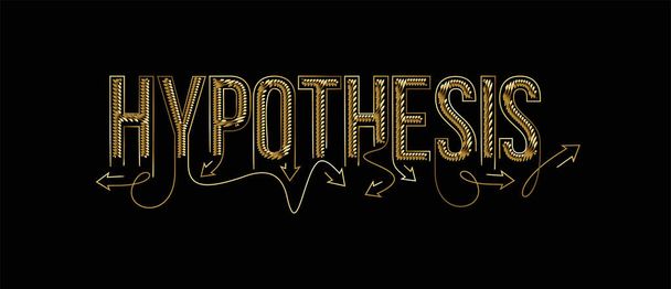 Hypothesis Calligraphic gold line art Text poster vector illustration Design. - Vector, Image