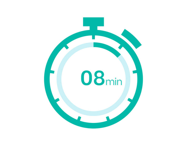 8 perces időzítő ikon, 8 perces digitális időzítő. Óra és óra, időzítő, visszaszámlálás - Vektor, kép
