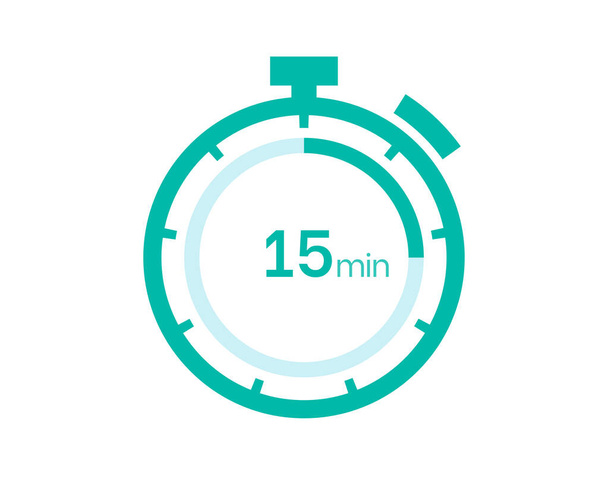 15 dakikalık zamanlayıcı ikonu, 15 dakikalık dijital zamanlayıcı. Saat ve saat, zamanlayıcı, geri sayım - Vektör, Görsel