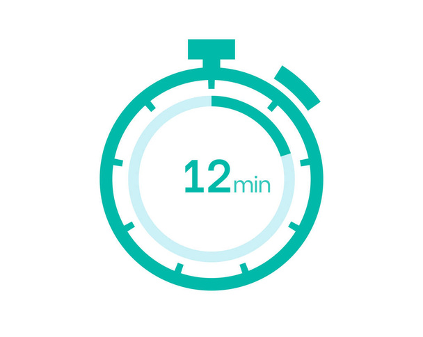 12 minuten timer icoon, 12 minuten digitale timer. Klok en horloge, timer, aftellen - Vector, afbeelding