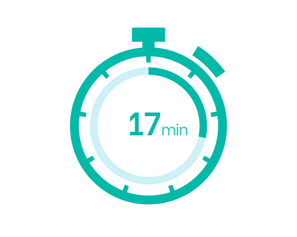Icono del temporizador de 17 minutos, temporizador digital de 17 minutos. Reloj y reloj, temporizador, cuenta atrás - Vector, imagen