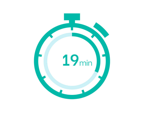 Icône minuterie de 19 minutes, minuterie numérique de 19 min. Horloge, minuterie, compte à rebours - Vecteur, image