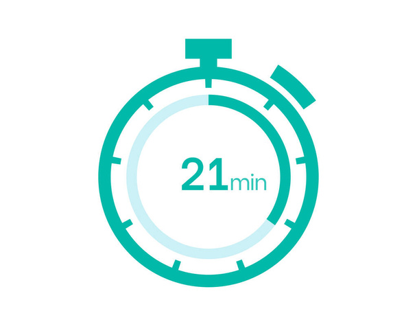 Icône minuterie de 21 minutes, minuterie numérique de 21 min. Horloge, minuterie, compte à rebours - Vecteur, image
