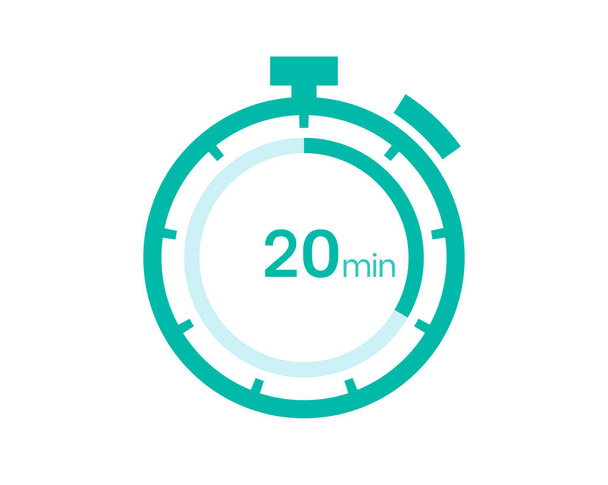 20 Minuten Timersymbol, 20 Minuten digitaler Timer. Uhr und Uhr, Timer, Countdown - Vektor, Bild