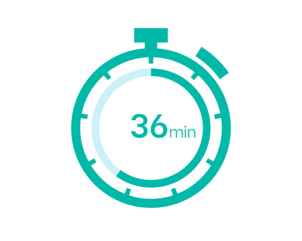 36 minuten timer icoon, 36 min digitale timer. Klok en horloge, timer, aftellen - Vector, afbeelding