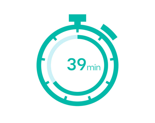 Icono del temporizador de 39 minutos, temporizador digital de 39 minutos. Reloj y reloj, temporizador, cuenta atrás - Vector, imagen