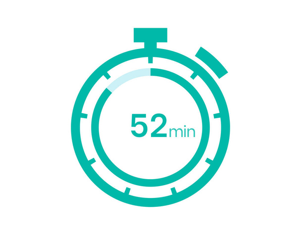 52 Minuten Timersymbol, 52 Minuten digitaler Timer. Uhr und Uhr, Timer, Countdown - Vektor, Bild