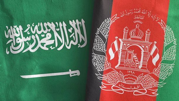 Afghanistan und Saudi Arabien zwei Flaggen Textiltuch 3D-Rendering - Foto, Bild