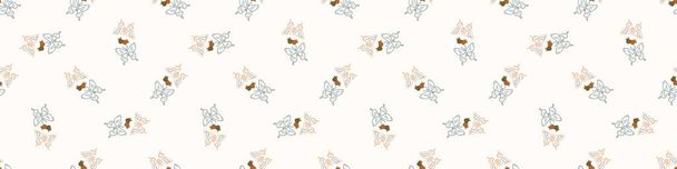 Seamless background butterfly insect gender neutral baby border pattern. Simple whimsical minimal earthy 2 tone color. Kids nursery wildlife rhopalocera edging fashion trim.  - Vector, Image