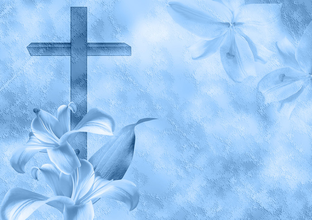 Cruz cristiana y flor de lirio
 - Foto, imagen